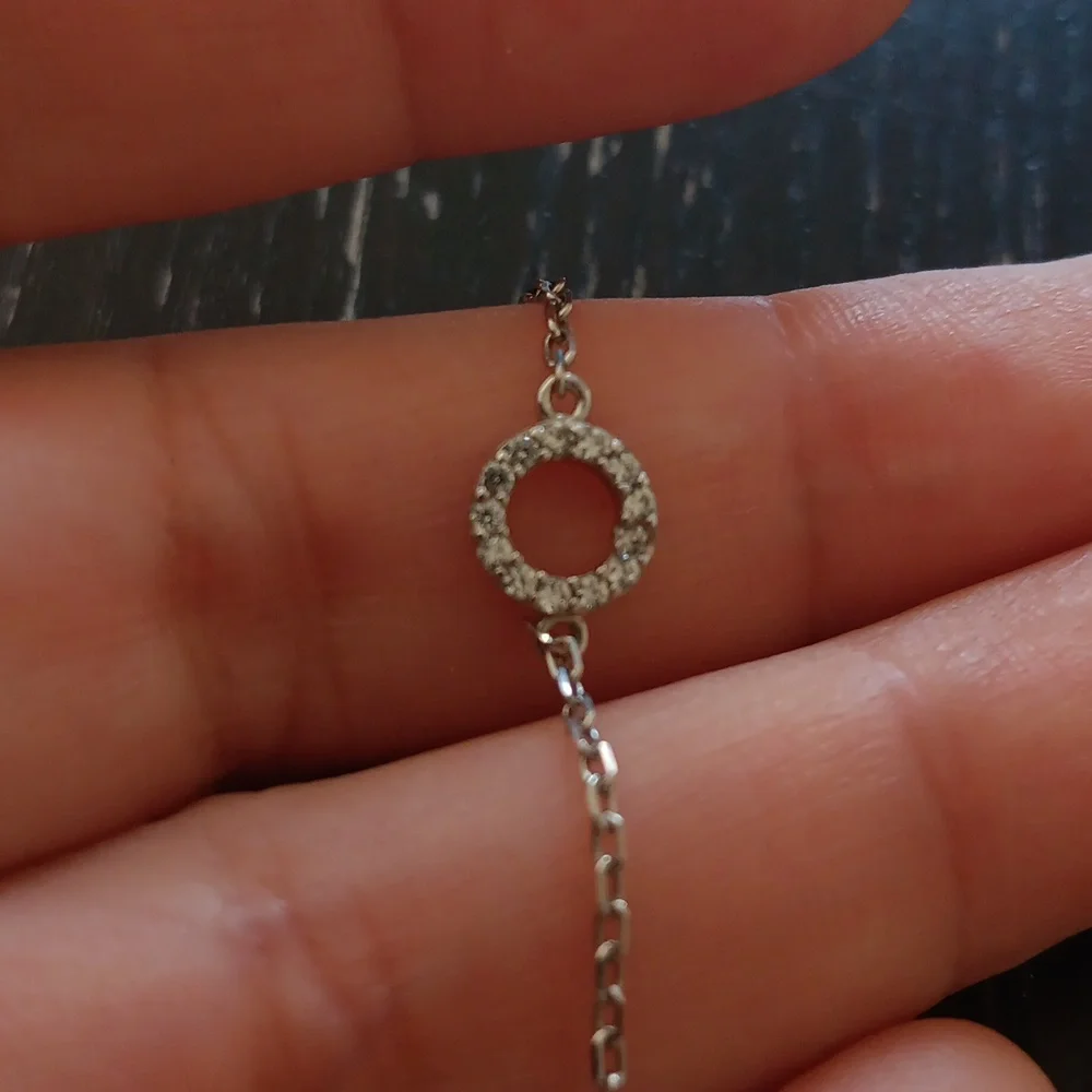 Stamped 925 USA Clear‎ Cubic Zirconia Circle  Bracelet  Dainty Coquette